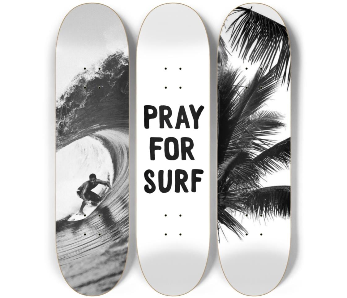 Skateboard Wall Art Set, 3-Piece Skateboard Deck Art, Aesthetic Room Decor, Modern Wall Art, Teen Bedroom Decor, Skater Gift