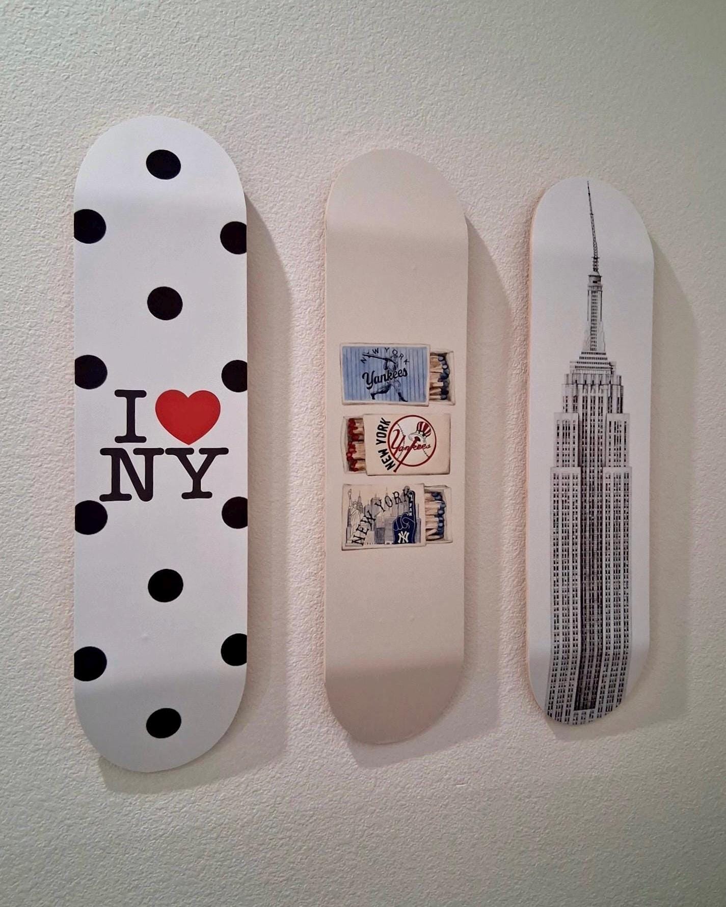 Skateboard Wall Art Set, 3-Piece Skateboard Deck Art, Aesthetic Room Decor, Modern Wall Art, Teen Bedroom Decor, Skater Gift