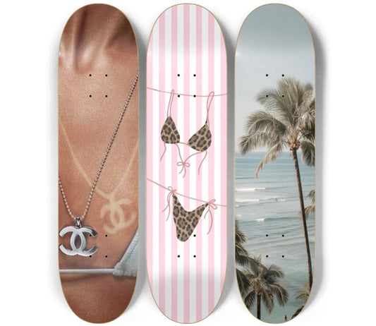 Skateboard Wall Art Set, 3-Piece Skateboard Deck Art, Aesthetic Room Decor, Modern Wall Art, Teen Bedroom Decor, Dorm Room, Apartment Decor