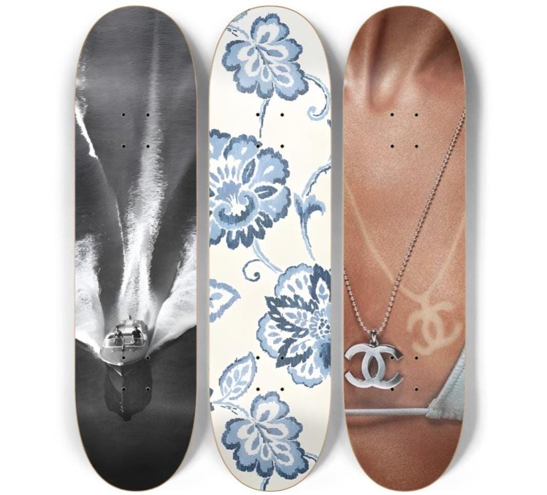 Skateboard Wall Art Set, 3-Piece Skateboard Deck Art, Aesthetic Room Decor, Modern Wall Art, Teen Bedroom Decor, Skater Gift