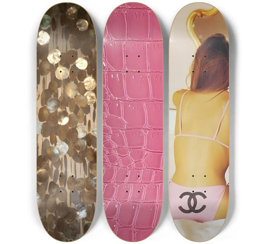 Skateboard Wall Art Set, 3-Piece Skateboard Deck Art, Aesthetic Room Decor, Modern Wall Art, Teen Bedroom Decor, Skater Gift