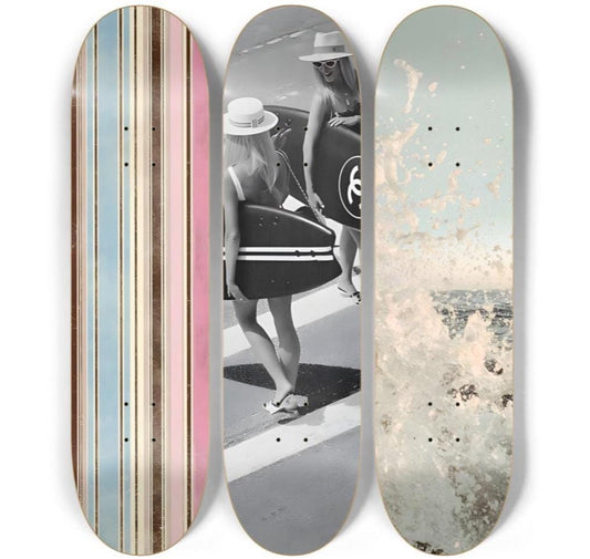 Skateboard Wall Art Set, 3-Piece Skateboard Deck Art, Aesthetic Room Decor, Modern Wall Art, Teen Bedroom Decor, Dorm Room, Apartment Decor
