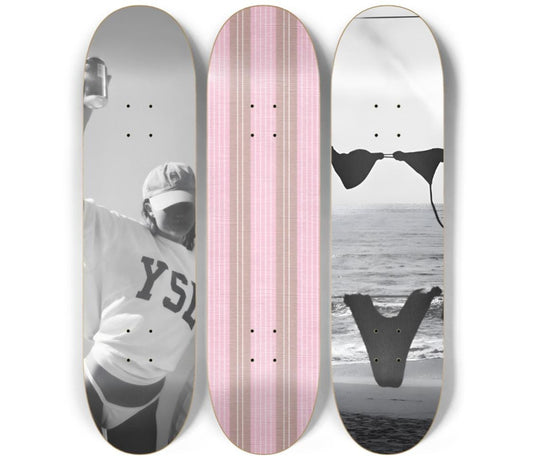 Coastal Girl - Stripes Skateboard Deck Wall Art Set