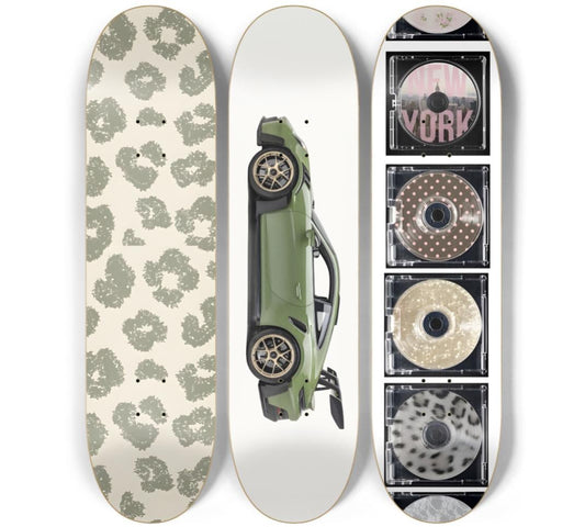 CD Player Skateboard Deck Wall Art Set