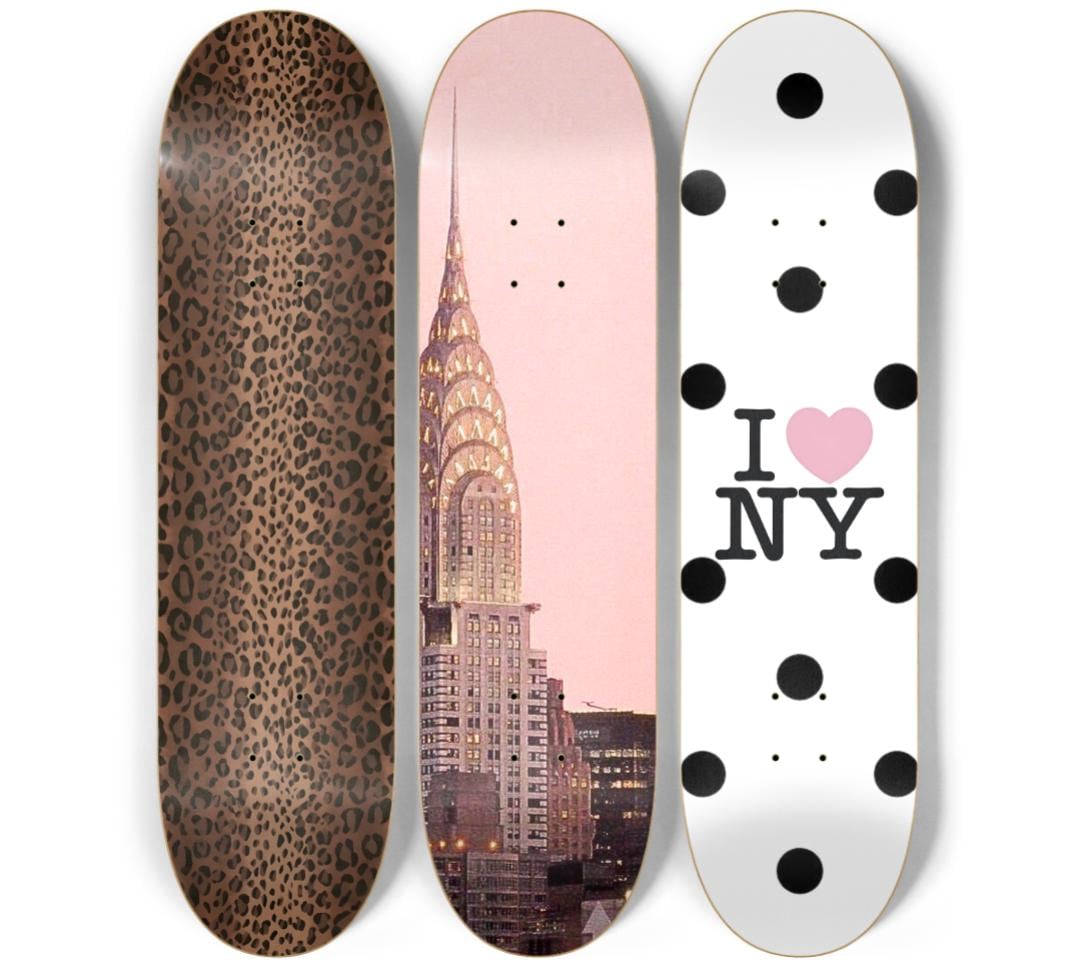 Skateboard Wall Art Set, 3-Piece Skateboard Deck Art, Aesthetic Room Decor, Modern Wall Art, Teen Bedroom Decor, Dorm Room, Apartment Decor