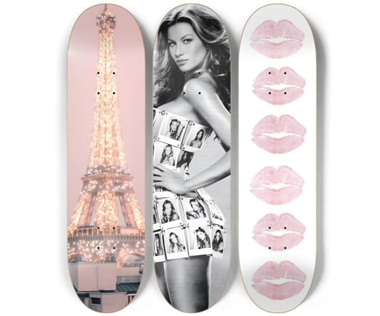 Skateboard Wall Art Set, 3-Piece Skateboard Deck Art, Aesthetic Room Decor, Modern Wall Art, Teen Bedroom Decor, Dorm Room, Apartment Decor