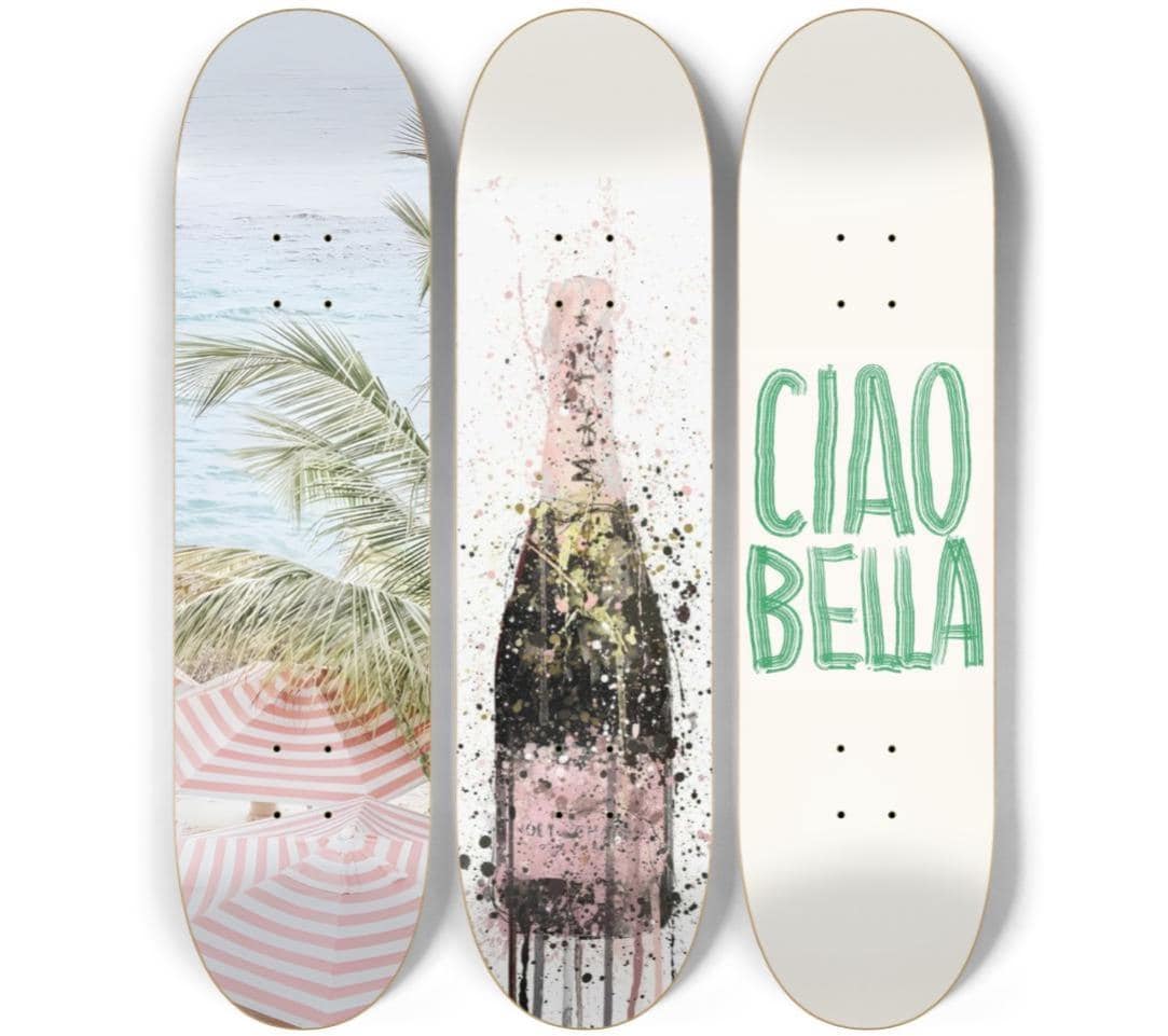 Skateboard Wall Art Set, 3-Piece Skateboard Deck Art, Aesthetic Room Decor, Modern Wall Art, Teen Bedroom Decor, Dorm Room, Apartment Decor