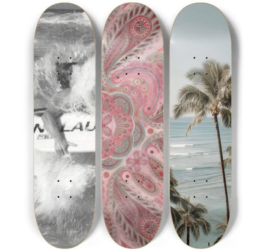 Skateboard Wall Art Set, 3-Piece Skateboard Deck Art, Aesthetic Room Decor, Modern Wall Art, Teen Bedroom Decor, Dorm Room, Apartment Decor