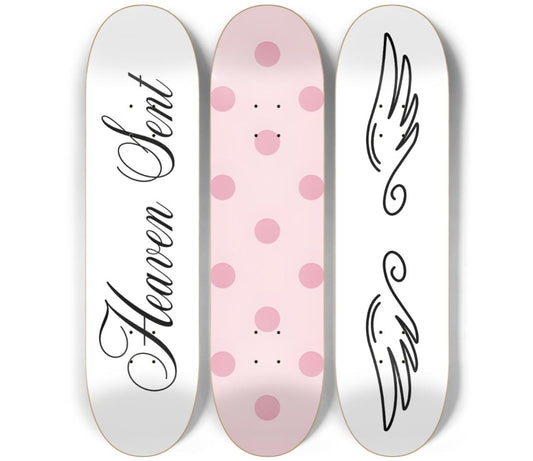 Heaven Sent - Pink Skateboard Deck Wall Art Set