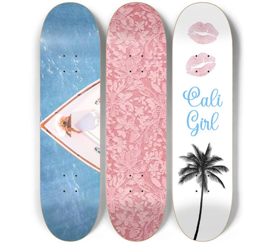 Cali Girl Skateboard Deck Wall Art Set