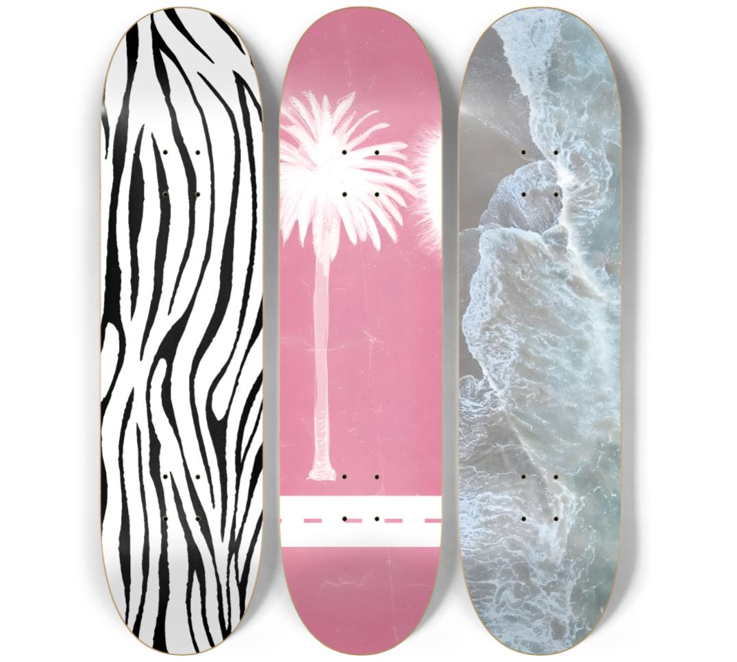 Skateboard Wall Art Set, 3-Piece Skateboard Deck Art, Aesthetic Room Decor, Modern Wall Art, Teen Bedroom Decor, Dorm Room, Apartment Decor