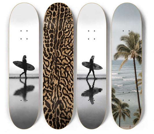Surf Safari Skateboard Deck Wall Art Set