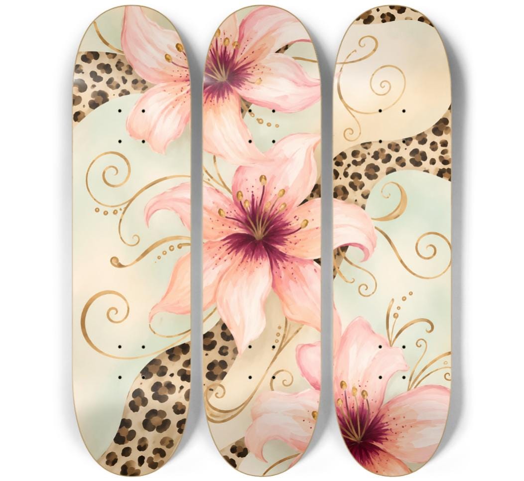Skateboard Wall Art Set, 3-Piece Skateboard Deck Art, Aesthetic Room Decor, Modern Wall Art, Teen Bedroom Decor, Apartment Decor
