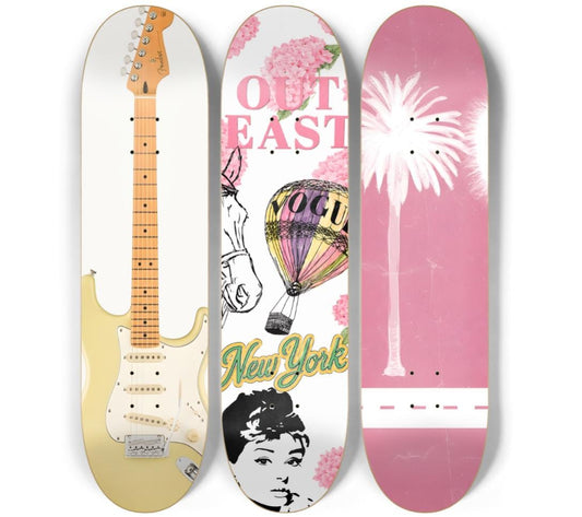 Skateboard Wall Art Set, 3-Piece Skateboard Deck Art, Aesthetic Room Decor, Modern Wall Art, Teen Bedroom Decor, Dorm Room, Apartment Decor