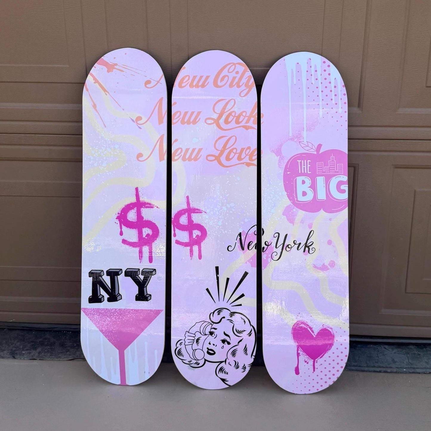 Skateboard Wall Art Set, 3-Piece Skateboard Deck Art, Aesthetic Room Decor, Modern Wall Art, Teen Bedroom Decor, Skater Gift