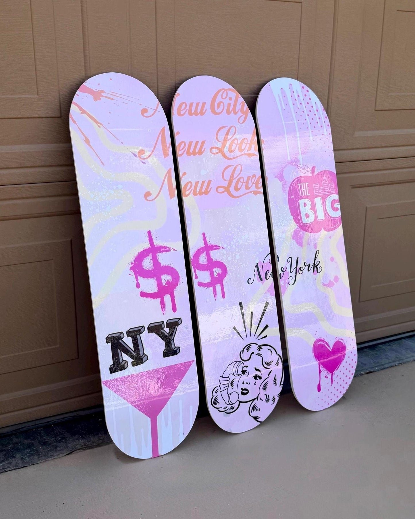 Skateboard Wall Art Set, 3-Piece Skateboard Deck Art, Aesthetic Room Decor, Modern Wall Art, Teen Bedroom Decor, Skater Gift