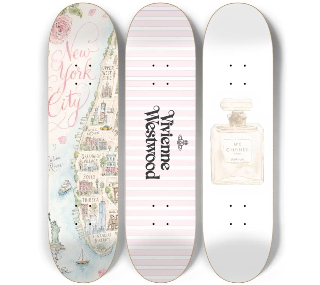 Skateboard Wall Art Set, 3-Piece Skateboard Deck Art, Aesthetic Room Decor, Modern Wall Art, Teen Bedroom Decor, Skater Gift
