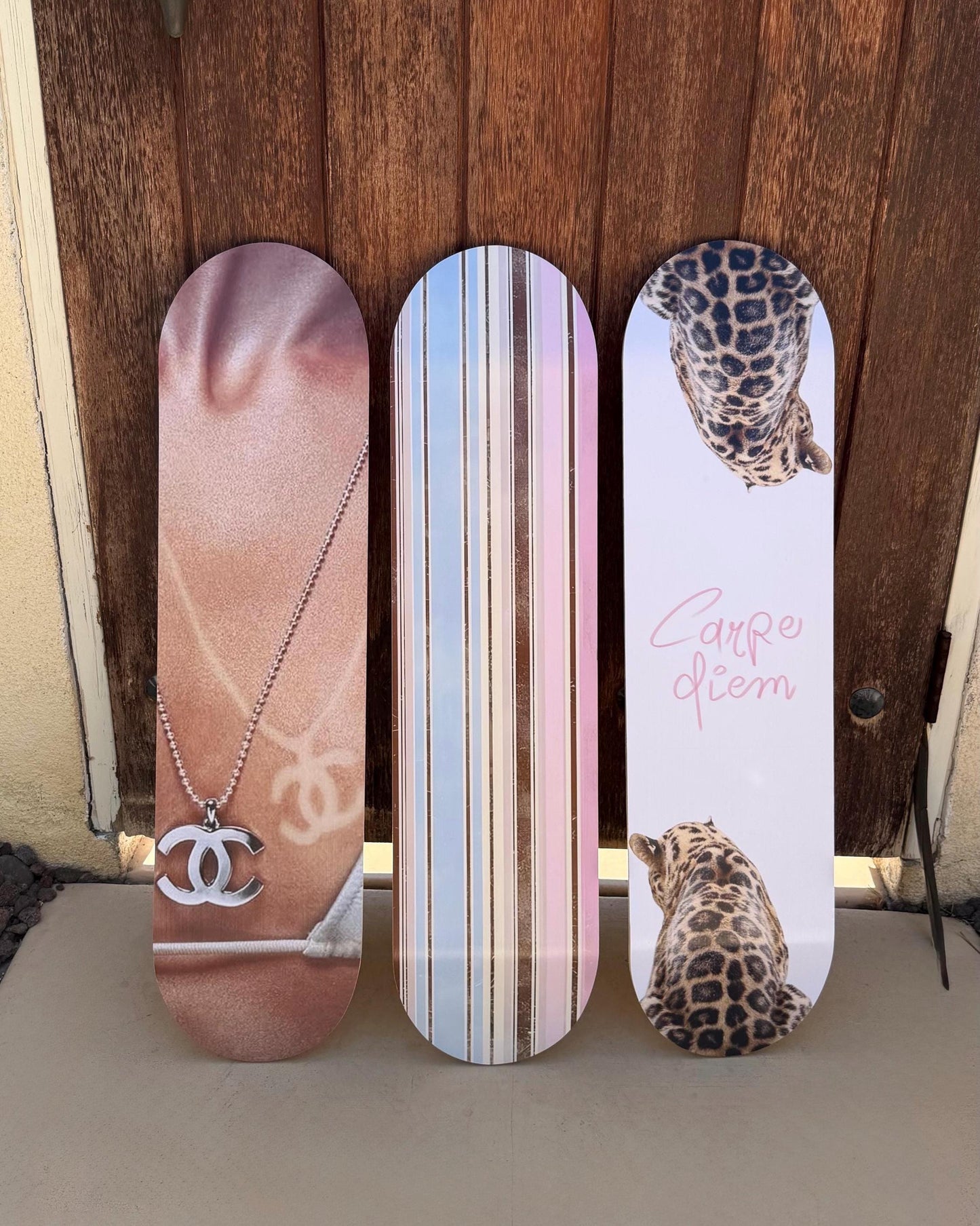 Skateboard Wall Art Set, 3-Piece Skateboard Deck Art, Pink Room Decor, Modern Wall Art, Teen Bedroom Decor, Dorm Room, Apartment Decor