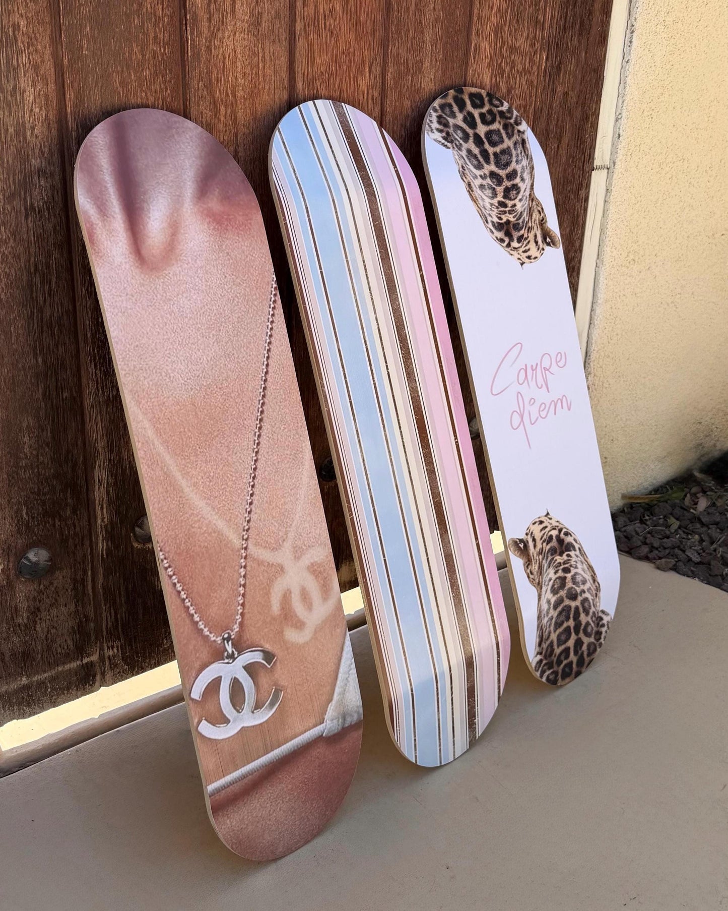 Skateboard Wall Art Set, 3-Piece Skateboard Deck Art, Pink Room Decor, Modern Wall Art, Teen Bedroom Decor, Dorm Room, Apartment Decor