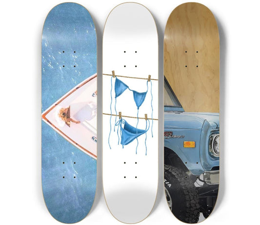 Skateboard Wall Art Set, 3-Piece Skateboard Deck Art, Aesthetic Room Decor, Modern Wall Art, Teen Bedroom Decor, Skater Gift