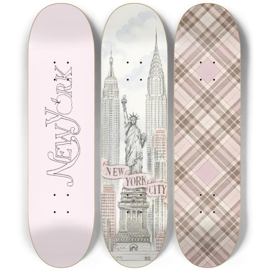 NY School Girl Skateboard Deck Wall Art Set
